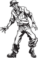 Haunting Haul Spooky Zombie in Cargo Pants Emblem Dread Threads Scary Zombie Vector Icon with Cargo Pants