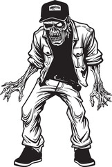 Cargo Catastrophe Terrifying Zombie Emblem Design Apocalypse Apparel Vector Logo with Zombie in Cargo Pants