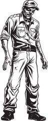 Tattered Threads Spooky Zombie in Cargo Pants Emblem Cargo Carnage Scary Zombie Vector Icon with Cargo Pants
