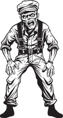 Apocalypse Apparel Vector Logo with Zombie in Cargo Pants Ghastly Garb Scary Zombie in Cargo Pants Logo Design