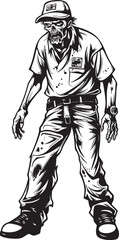 Undead in Style Zombie in Cargo Pants Logo Cargo Couture Scary Zombie Vector Emblem