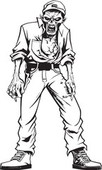 Dreadful Dressing Vector Logo with Zombie in Cargo Pants Cargo Creep Scary Zombie in Cargo Pants Logo Vector