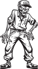 Apocalypse Apparel Terrifying Zombie Emblem Design Ghastly Gear Vector Logo with Zombie in Cargo Pants
