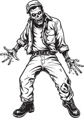 Apocalypse Apparel Vector Logo with Spooky Zombie Ghastly Gear Scary Zombie Emblem Design with Cargo Pants