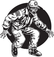 Fototapeta premium Cargo Couture Scary Zombie Emblem Design with Pants Haunting Threads Vector Logo with Dreadful Zombie