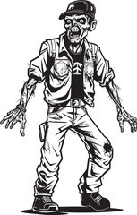 Ghastly Garb Vector Logo with Scary Zombie in Pants Haunting Threads Frightening Zombie in Cargo Pants Icon