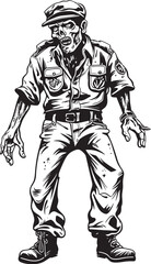 Cargo Creep Vector Logo with Terrifying Zombie Undead Utility Scary Zombie Icon with Cargo Pants