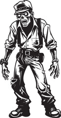 Fearful Fabric Scary Zombie Icon Design with Cargo Pants Ghastly Garb Vector Logo with Scary Zombie in Pants