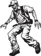 Ghoul Garb Cargo Pants Zombie Vector Logo Tattered Trends Zombie in Cargo Pants Emblem Design