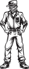 Tattered Terror Vector Logo with Frightening Zombie Cargo Creep Scary Zombie in Cargo Pants Icon