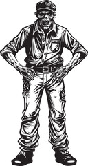 Undead Utility Vector Logo with Cargo Pants Zombie Dreadful Denim Scary Zombie Icon Design with Cargo Pants