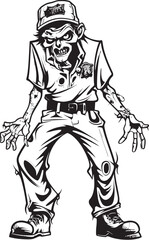 Fototapeta na wymiar Haunting Threads Vector Logo with Terrifying Zombie Apocalypse Apparel Scary Zombie Icon Design with Cargo Pants