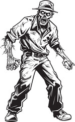 Stylish Horror Zombie in Cargo Pants Vector Logo Pants of Peril Scary Zombie Cargo Pants Emblem