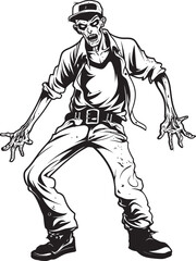 Sinister Slacks Cargo Pants Zombie Logo Design Eerie Ensemble Zombie in Cargo Pants Vector Icon