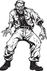 Haunting Threads Scary Zombie in Cargo Pants Logo Undead Urbanite Cargo Pants Zombie Vector Design