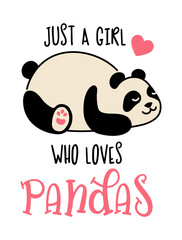Cute panda. Simple flat icon with funny inscription - 778731143