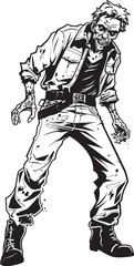 Menacing Menswear Scary Zombie Vector Icon Creep Couture Cargo Pants Zombie Emblem