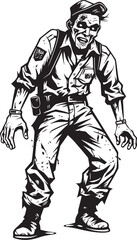 Tattered Terrors Scary Zombie in Cargo Pants Vector Logo Dreadful Dressing Cargo Pants Zombie Icon
