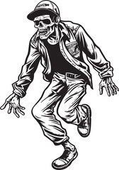 Stylish Scares Cargo Pants Zombie Emblem Creep Chic Scary Zombie in Cargo Pants Logo Vector