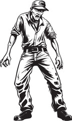 Creep Chic Scary Zombie in Cargo Pants Logo Vector Undead Utility Cargo Pants Zombie Icon Design