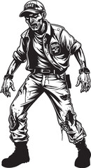 Fototapeta premium Horror Haute Scary Zombie in Cargo Pants Icon Cargo Clad Horror Cargo Pants Zombie Logo Vector