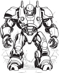 Cybernetic Guardian Chronicles Macha Warrior Vector Design Mech Vanguard Odyssey Futuristic Warrior Icon - obrazy, fototapety, plakaty