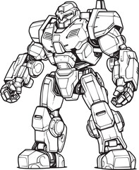 Fototapeta premium Techno Sentinel Macha Warrior Icon in Sci Fi Style Mech Vanguard Vector Logo with Futuristic Warrior