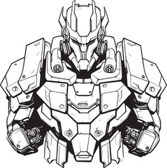 Techno Ronin Vanguard Sci Fi Mech Warrior Logo Cybernetic Guardian Valor Macha Warrior Vector Icon