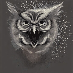 The owl's head is in line with the particles.with Generative AI technology	