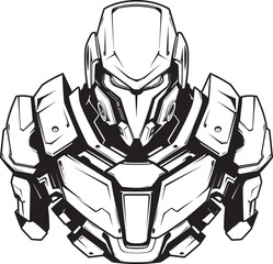 Mech Vanguard Vector Logo with Futuristic Warrior Cybernetic Paladin Sci Fi Macha Warrior Emblem - obrazy, fototapety, plakaty