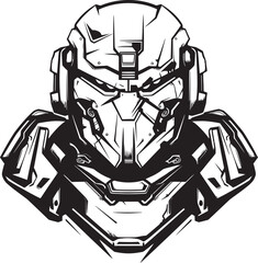 Macha Warrior Legacy Futuristic Emblem in Space Techno Ronin Vanguard Sci Fi Mech Warrior Logo - obrazy, fototapety, plakaty