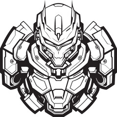 Techno Ronin Vanguard Sci Fi Mech Warrior Logo Cybernetic Guardian Valor Macha Warrior Vector Icon - obrazy, fototapety, plakaty