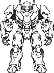 Fototapeta premium Mech Vanguard Odyssey Futuristic Warrior Emblem Galactic Mech Knight Saga Sci Fi Logo Design