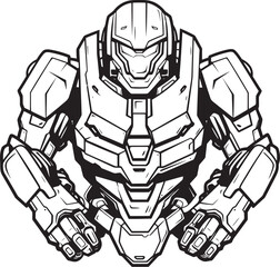 Cybernetic Guardian Mech Warrior Emblem Mech Crusader Sci Fi Macha Warrior Icon Design