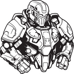 Mech Crusader Sci Fi Macha Warrior Icon Design Galactic Sentinel Vector Logo with Mech Warrior - obrazy, fototapety, plakaty