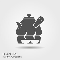 Illustration of Herbal traditional Tea. Tea Cup, Chinese teapot. Oriental, Chinese tea logo template. - 778732195