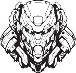 Cybernetic Guardian Vector Logo with Sci Fi Warrior Mech Striker Futuristic Macha Warrior Emblem - obrazy, fototapety, plakaty