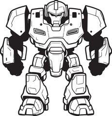 Mech Vanguard Sci Fi Warrior Icon Cybernetic Paladin Vector Logo with Macha Warrior