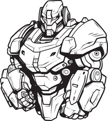 Techno Sentinel Macha Warrior Vector Logo Design Mech Vanguard Sci Fi Warrior Icon