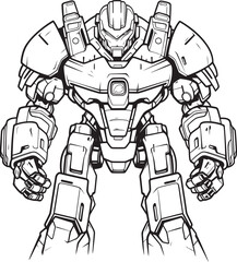 Mech Striker Sci Fi Warrior Vector Logo Design Techno Samurai Macha Warrior Icon in Sci Fi Style