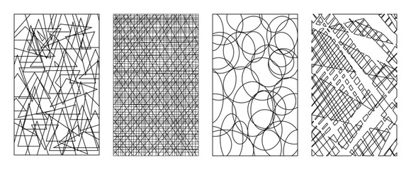 Patrón abstracto sin fisuras de fondo.  Vector de garabatos, cuadrados y círculos de textura. forma orgánica moderna patrón de líneas con formas irregulares  © BONI