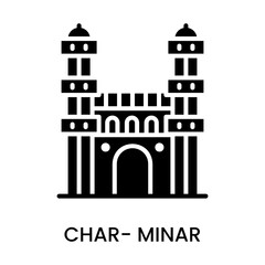 Char Minar, Hyderabad, Telangana, India. minimalist line art icon, historical landmark for web, mobile apps and UI.