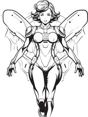 Galactic Valkyrie Futuristic Female Superhero Emblem Cyber Siren Sci Fi Heroine Vector Logo Design
