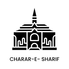 Charar-E-Sharif, Kashmir, India. minimalist line art icon, historical landmark for web, mobile apps and UI.