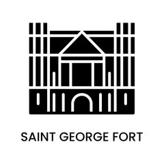 Saint George Fort, Tamil Nadu, India. minimalist line art icon, historical landmark for web, mobile apps and UI.