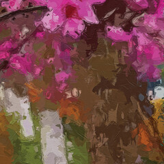 Oil painting and various floral landscapes, plum blossoms, lotus flowers, lotus leaves, and streams are beautiful