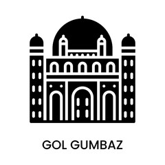 Gol Gumbaz, Karnataka, India. minimalist line art icon, historical landmark for web, mobile apps and UI. - obrazy, fototapety, plakaty