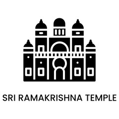 Sri RamaKrishna Temple, West Bengal, India. minimalist line art icon, historical landmark for web, mobile apps and UI.