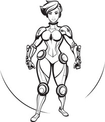 Stellar Sentinel Vector Logo with Sci Fi Heroine Techno Valkyrie Futuristic Female Superhero Emblem