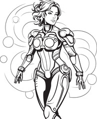 Nebula Sentinel Sci Fi Heroine Vector Logo Design Quantum Queen Futuristic Female Superhero Icon